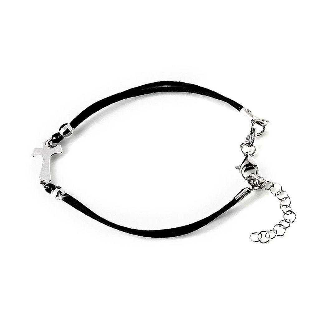 Rhodium Plated Sterling Silver Tau Cross Bracelet ✝️ Adjustable St. Francis Jewelry – First Communion & Confirmation Gift