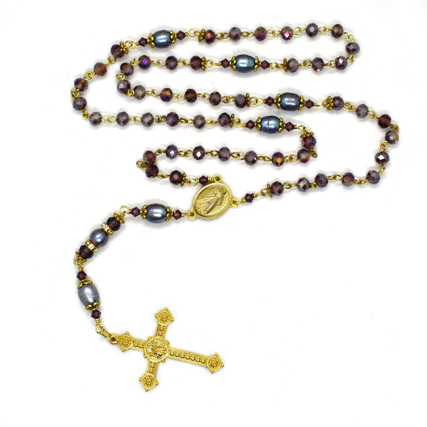 Amethyst Purple AB Swarovski Crystal Rosary π Handmade Catholic Rosary β Wedding & Confirmation Gift