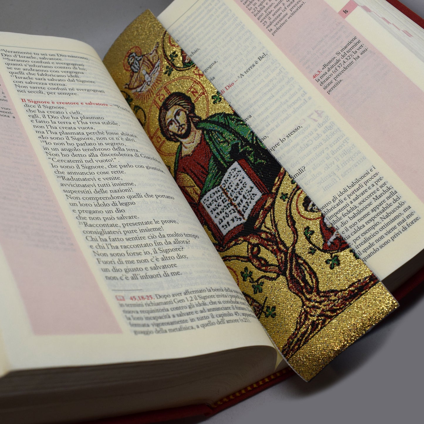 Tree of Life Fabric Bookmark – Byzantine Icon of Jesus and Apostles, Christian Art Gift, Handmade in Italy