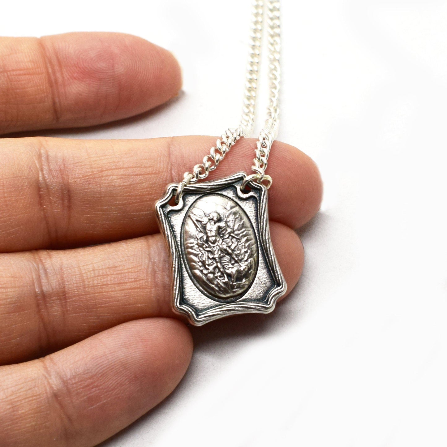 Saint Michael & Guardian Angel Scapular Necklace – Catholic Protection Medal – Religious Gift from Italy