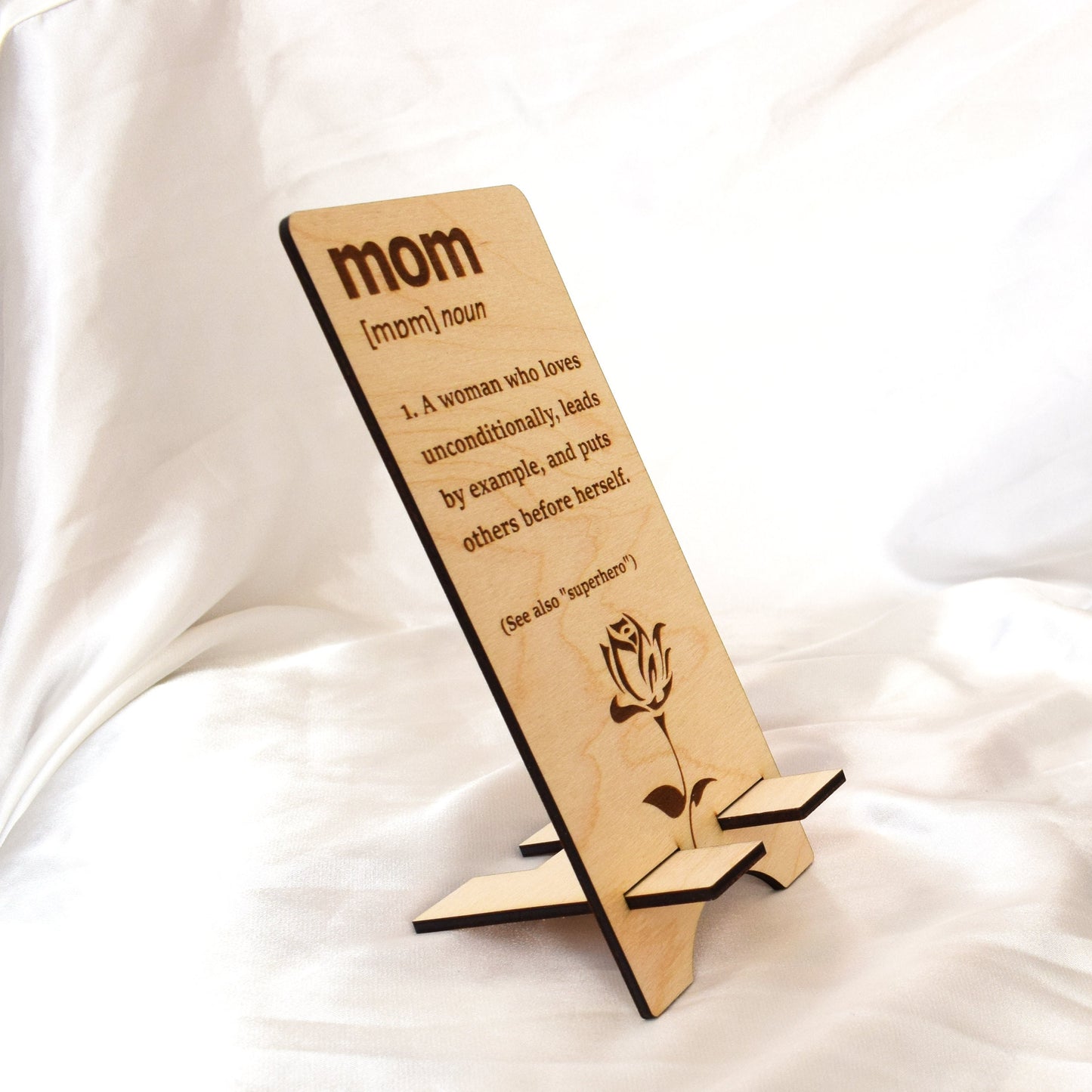 Mom Definition Phone Stand – Mother’s Day Gift, Birthday Gift for Mom, Wooden Phone Holder