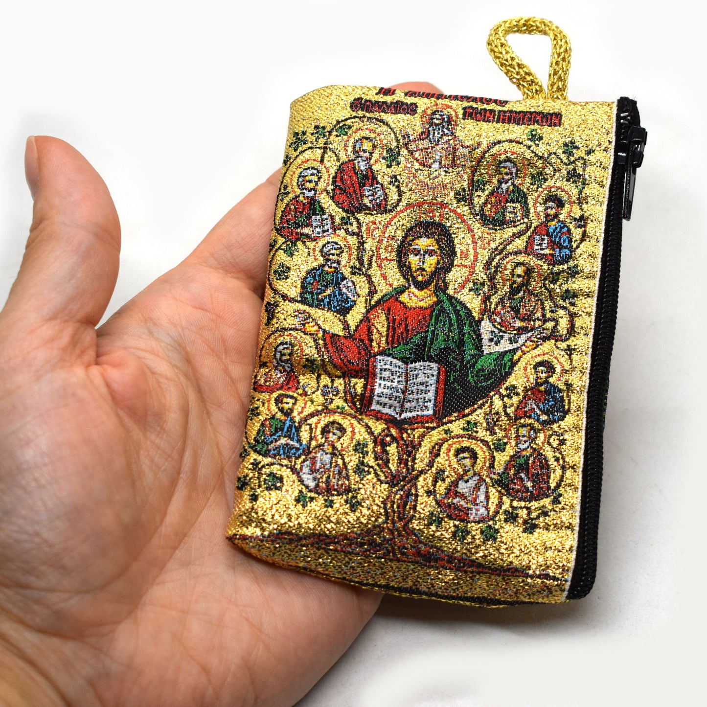 Tree of Life Rosary Pouch – Icon Tapestry Rosary Case – Catholic Wallet with Jesus and Apostles