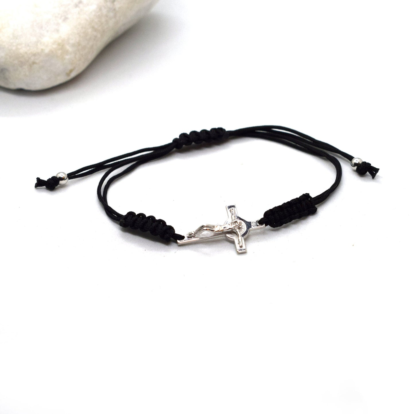 Saint Benedict Crucifix Bracelet – Rhodium Plated Sterling Silver, Handmade in Italy