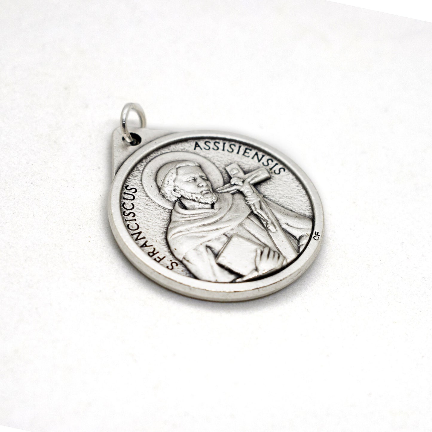 Saint Francis and Saint Clare of Assisi Large Catholic Medal Pendant | Double-Sided Religious Necklace | Italian Gift for Him or Her