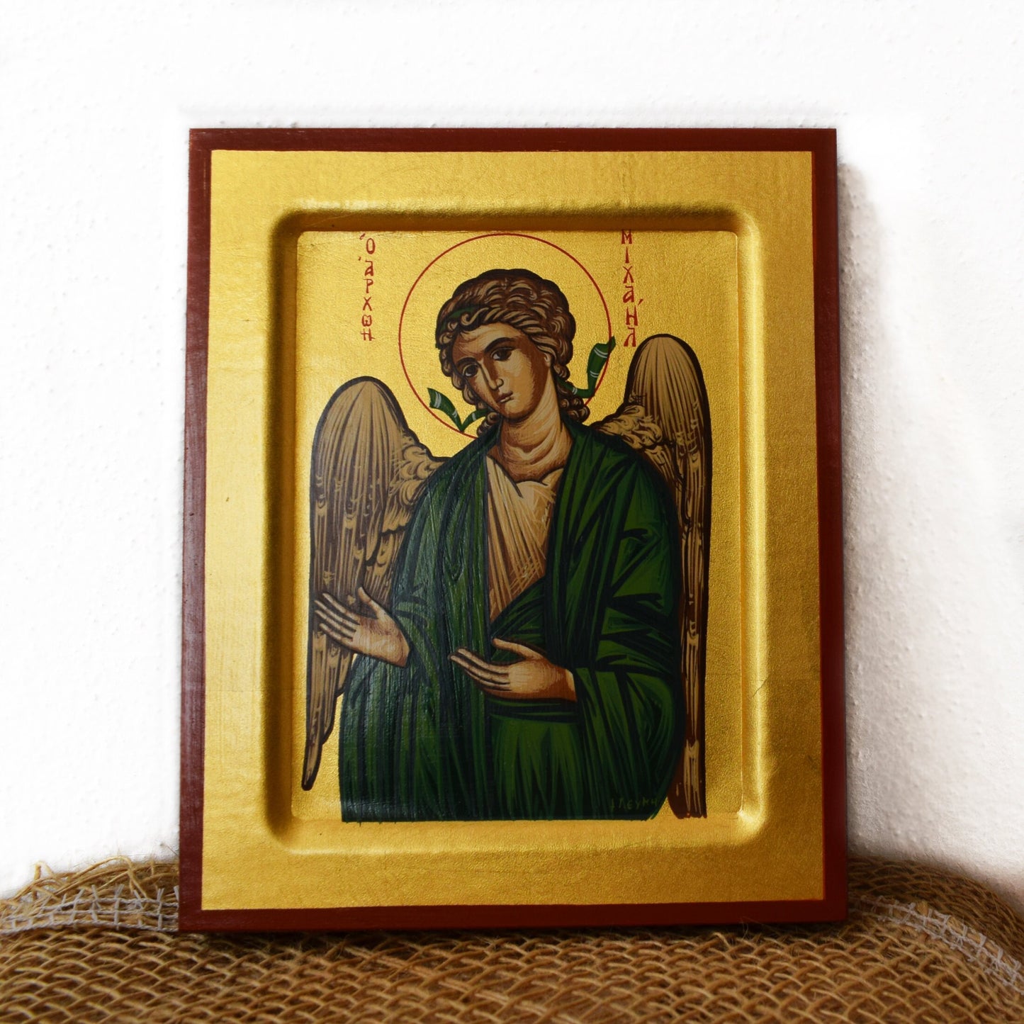 Archangel Michael Orthodox Icon – Handmade Byzantine Greek Wall Hanging, Religious Gift