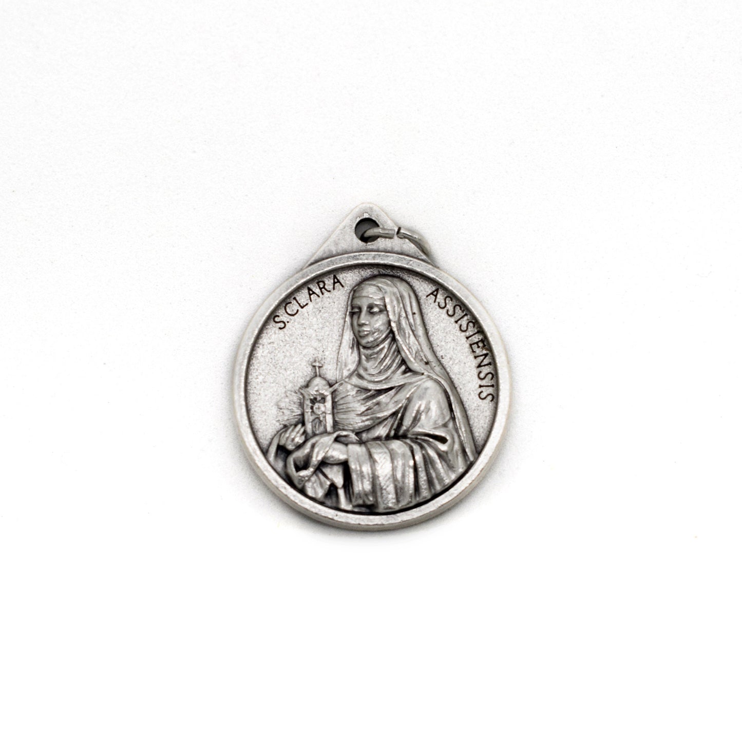 Saint Francis and Saint Clare of Assisi Large Catholic Medal Pendant | Double-Sided Religious Necklace | Italian Gift for Him or Her