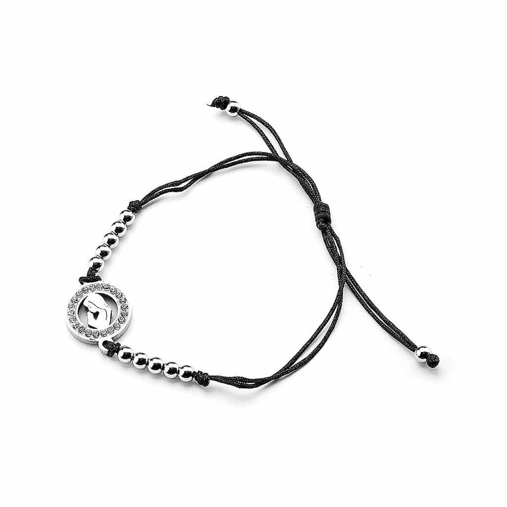 Adjustable Stainless Steel Rosary Bracelet with Virgin Mary Crystal Medal | Handmade Religious Jewelry Gift for Women