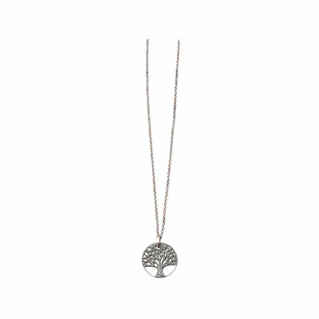 Sterling Silver 925 Glitter Tree of Life Pendant Ø24mm | Italian Necklace, Minimalist Jewelry