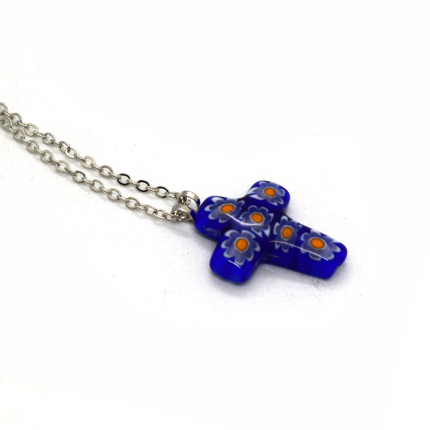 Millefiori Cross Pendant Necklace | Murano Glass Cross | Handmade Italian Religious Pendant ♥