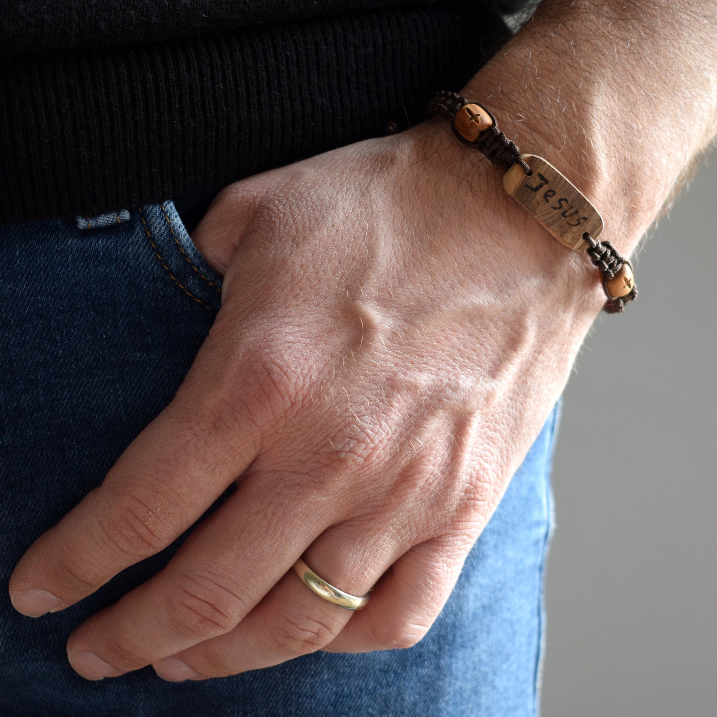Jesus Bracelet Olive Wood | Christian Adjustable Bracelet | Handmade in Italy ♥