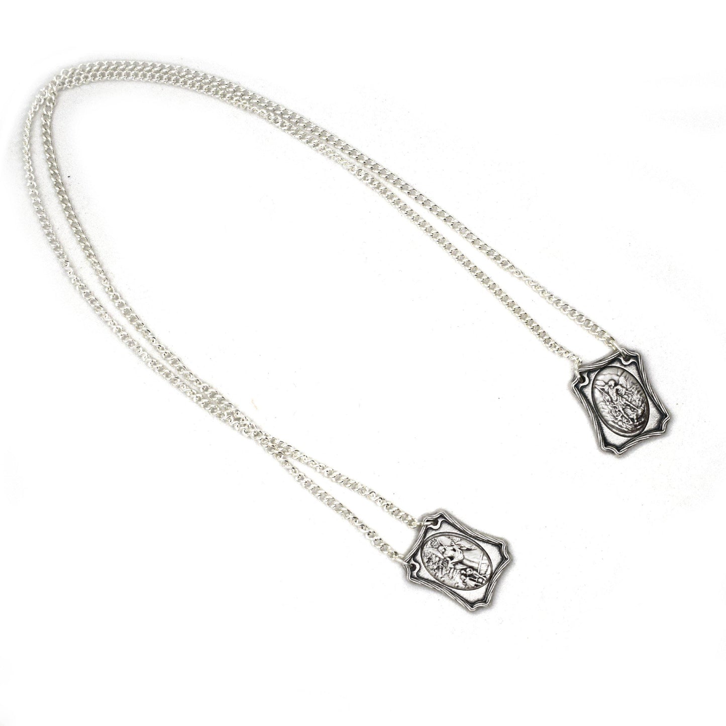 Saint Michael & Guardian Angel Scapular Necklace – Catholic Protection Medal – Religious Gift from Italy
