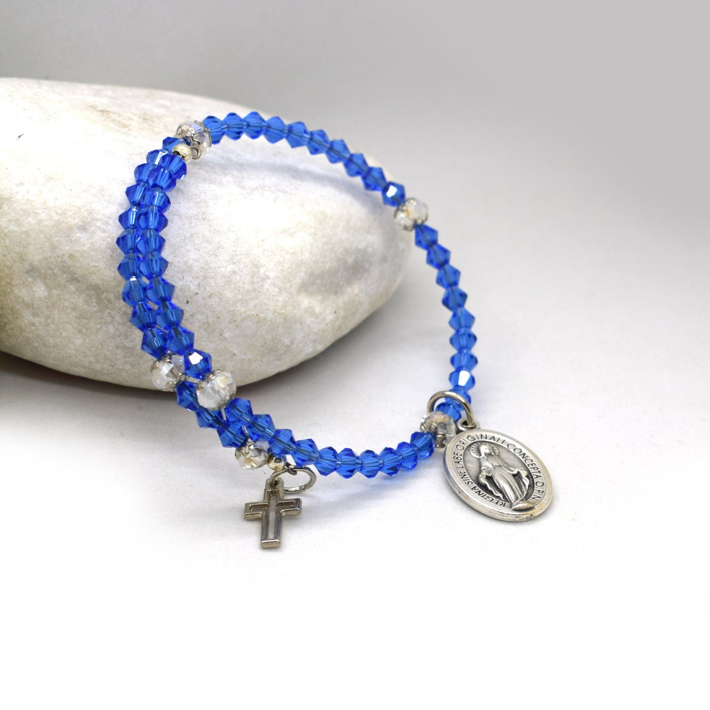 Saint Crystal Rosary Wrap Bracelet – Choose Your Saint | Beaded Christian Jewelry Gift for Her