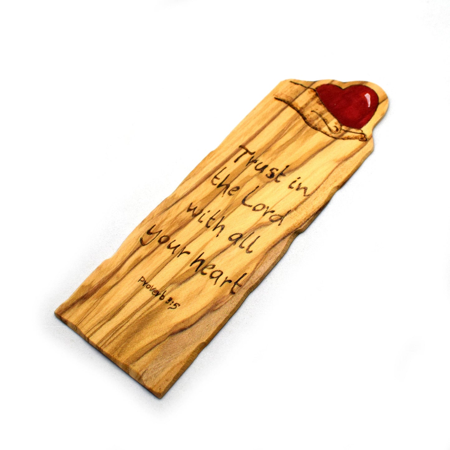 Bible Quote Bookmark – "Trust in the Lord" Olivewood Handmade Christian Gift for Book Lovers