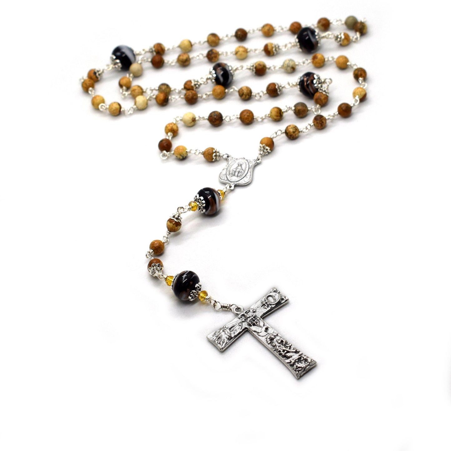 St. Francis Canticle of the Creatures Rosary – Unbreakable Italian Gemstone & Murano Glass Beads | Catholic Christmas Gift