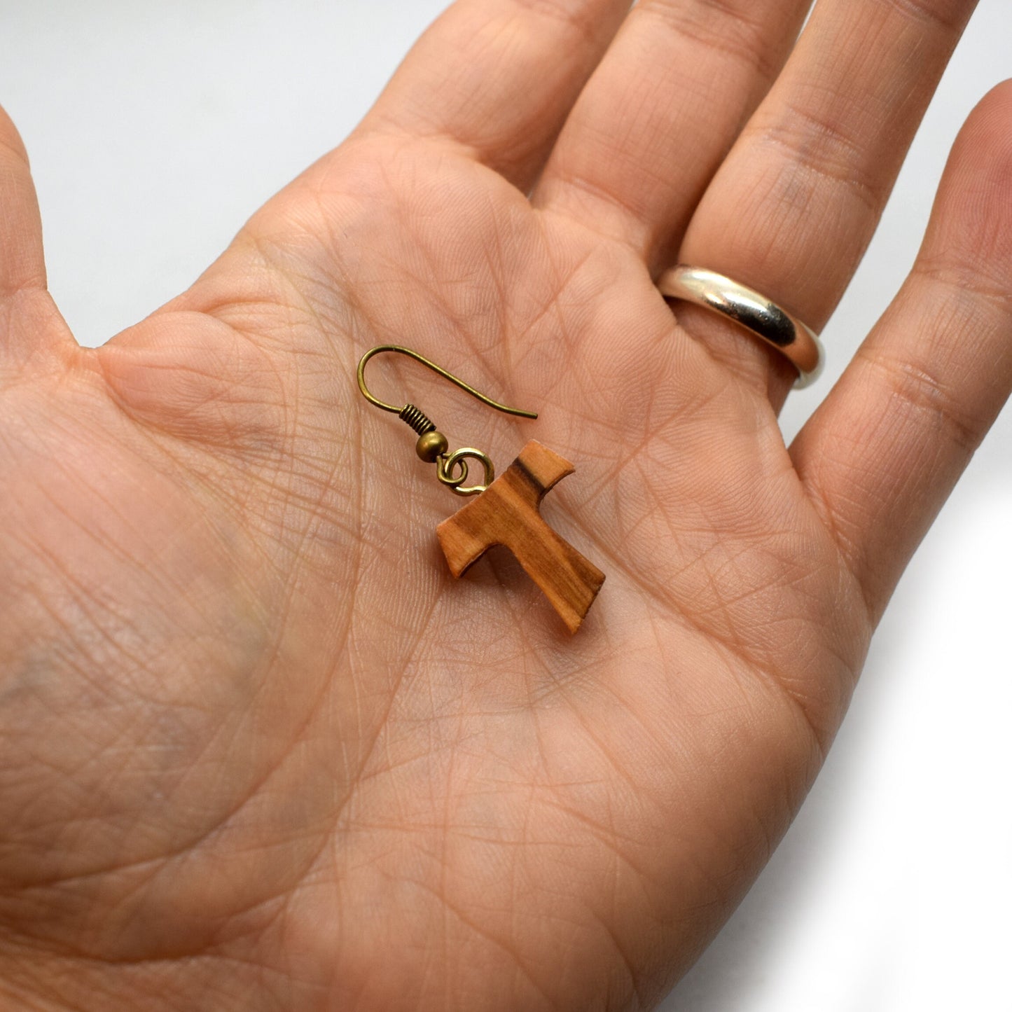 Tau Cross Earrings | St. Francis Olive Wood Earrings | Handmade Artisan Jewelry | Christian Gift