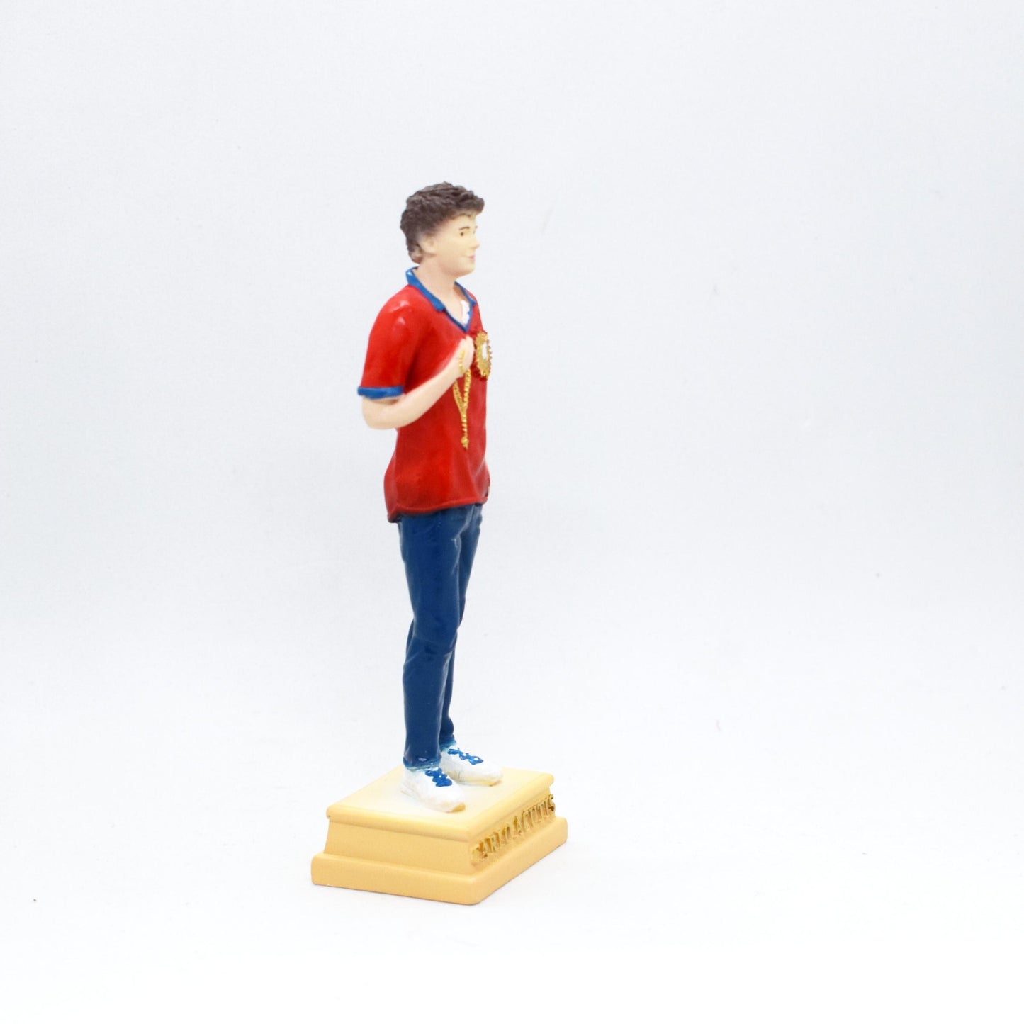Saint Carlo Acutis Resin Statue | Hand-Painted Italian Christian Pocket Statue | Faith Gift