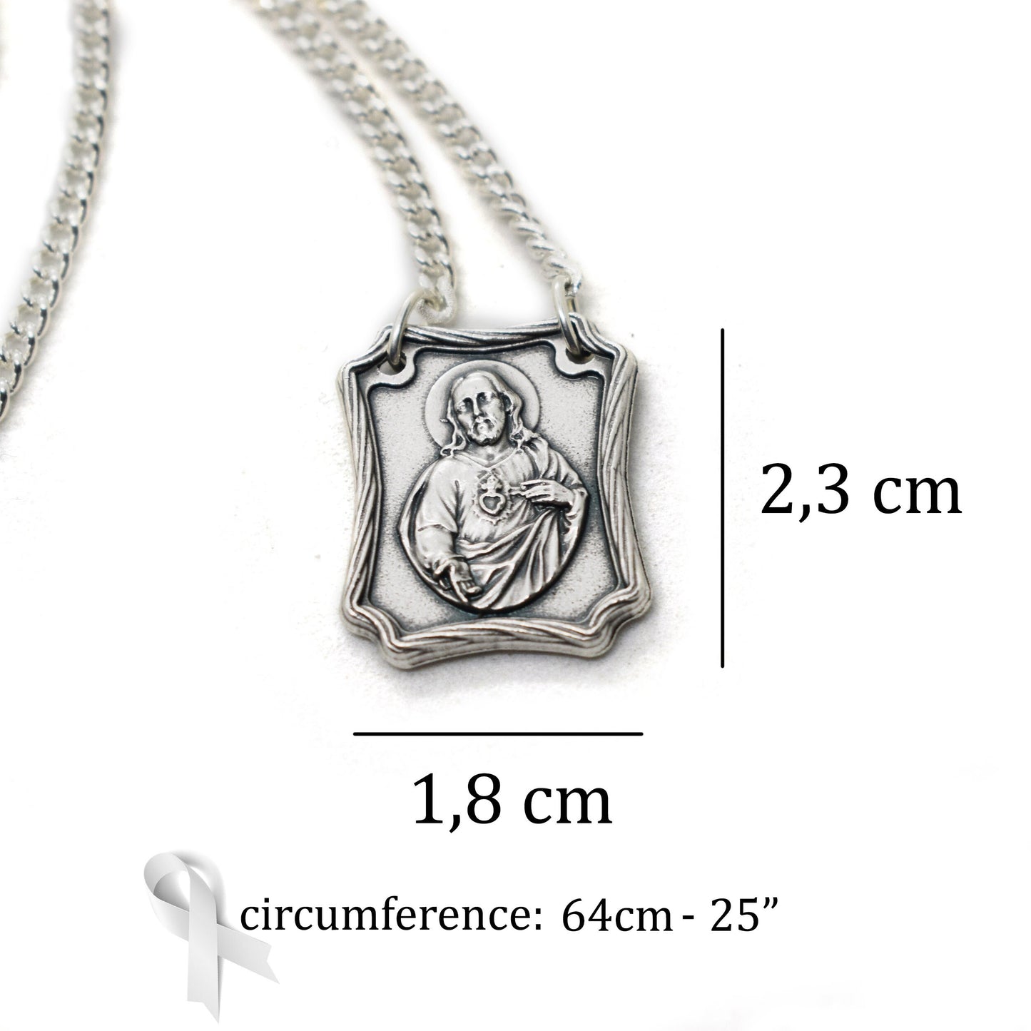 Scapular Chain Necklace – Virgin of Carmel & Sacred Heart of Jesus Medals, Handmade Catholic Necklace