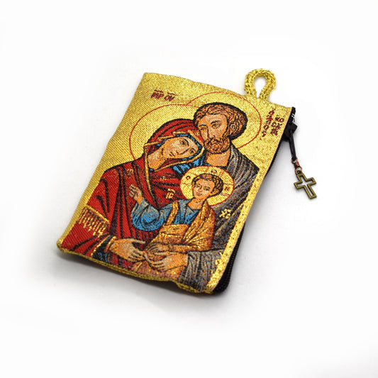 Holy Family Rosary Pouch ✝️ Icon Tapestry Case – Handmade Italian Catholic Gift