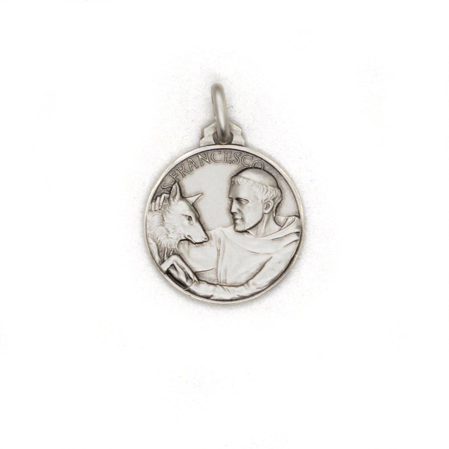 Saint Francis & the Wolf Sterling Silver Medal Pendant – Italian Catholic Jewelry