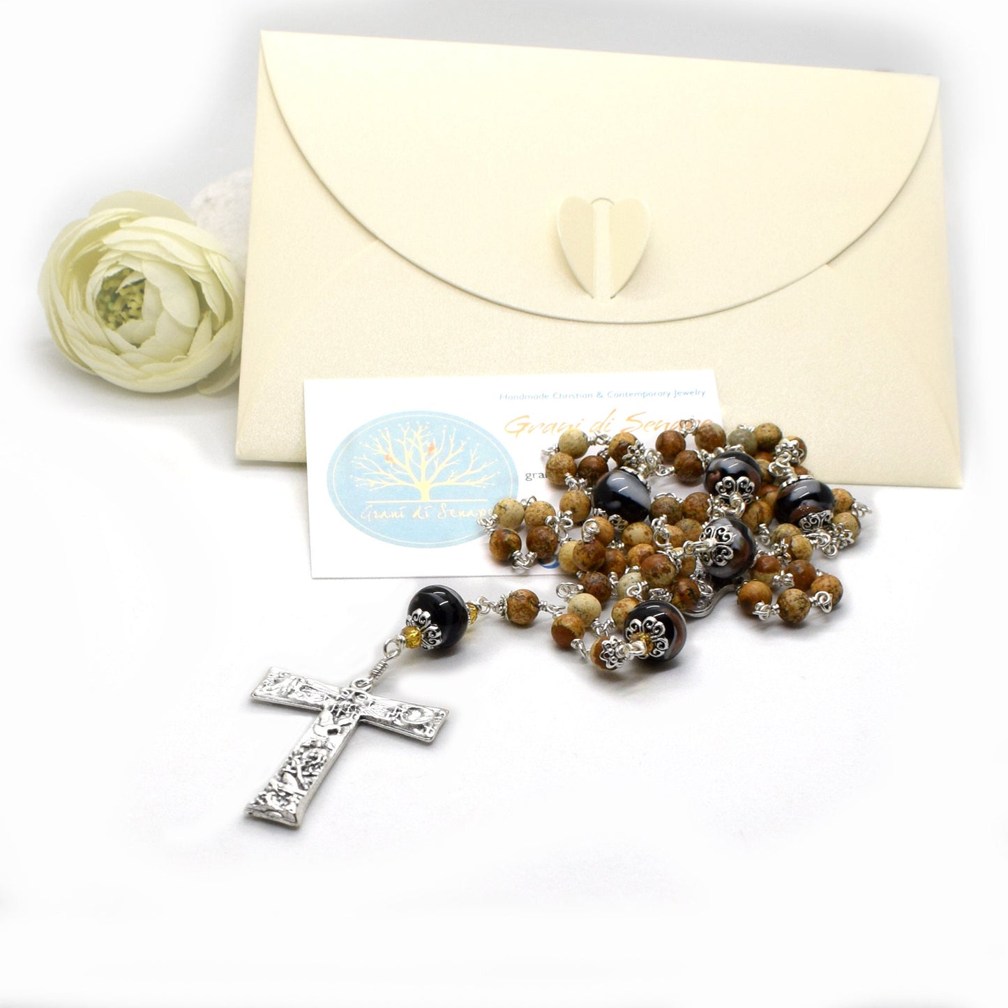 St. Francis Canticle of the Creatures Rosary – Unbreakable Italian Gemstone & Murano Glass Beads | Catholic Christmas Gift