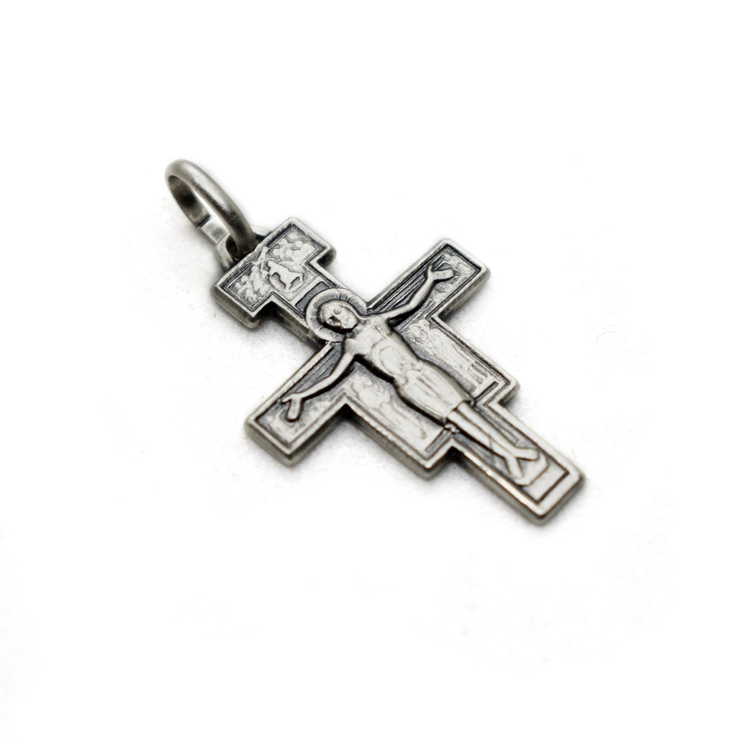 Sterling Silver San Damiano Cross Pendant | Italian Saint Damian Crucifix Necklace | Handmade Religious Jewelry