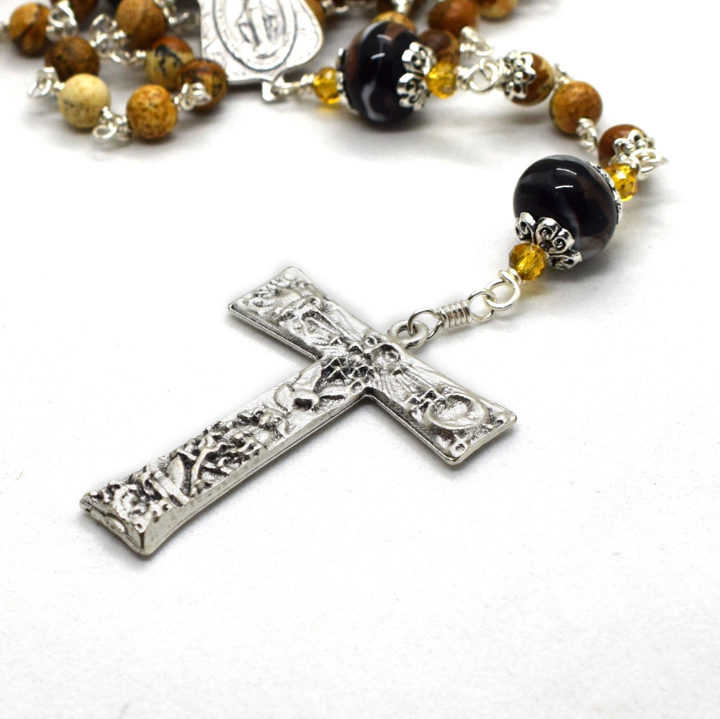 St. Francis Canticle of the Creatures Rosary – Unbreakable Italian Gemstone & Murano Glass Beads | Catholic Christmas Gift