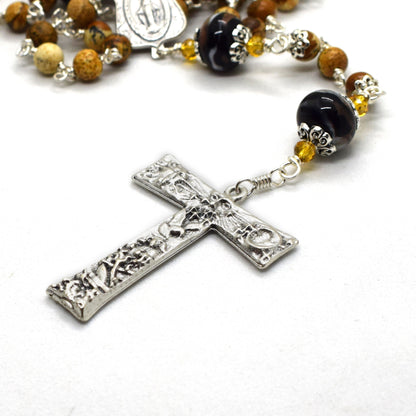 St. Francis Canticle of the Creatures Rosary – Unbreakable Italian Gemstone & Murano Glass Beads | Catholic Christmas Gift