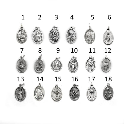 Rosary Marker with Saint Medal and Crystal – Catholic Charm Handmade in Italy