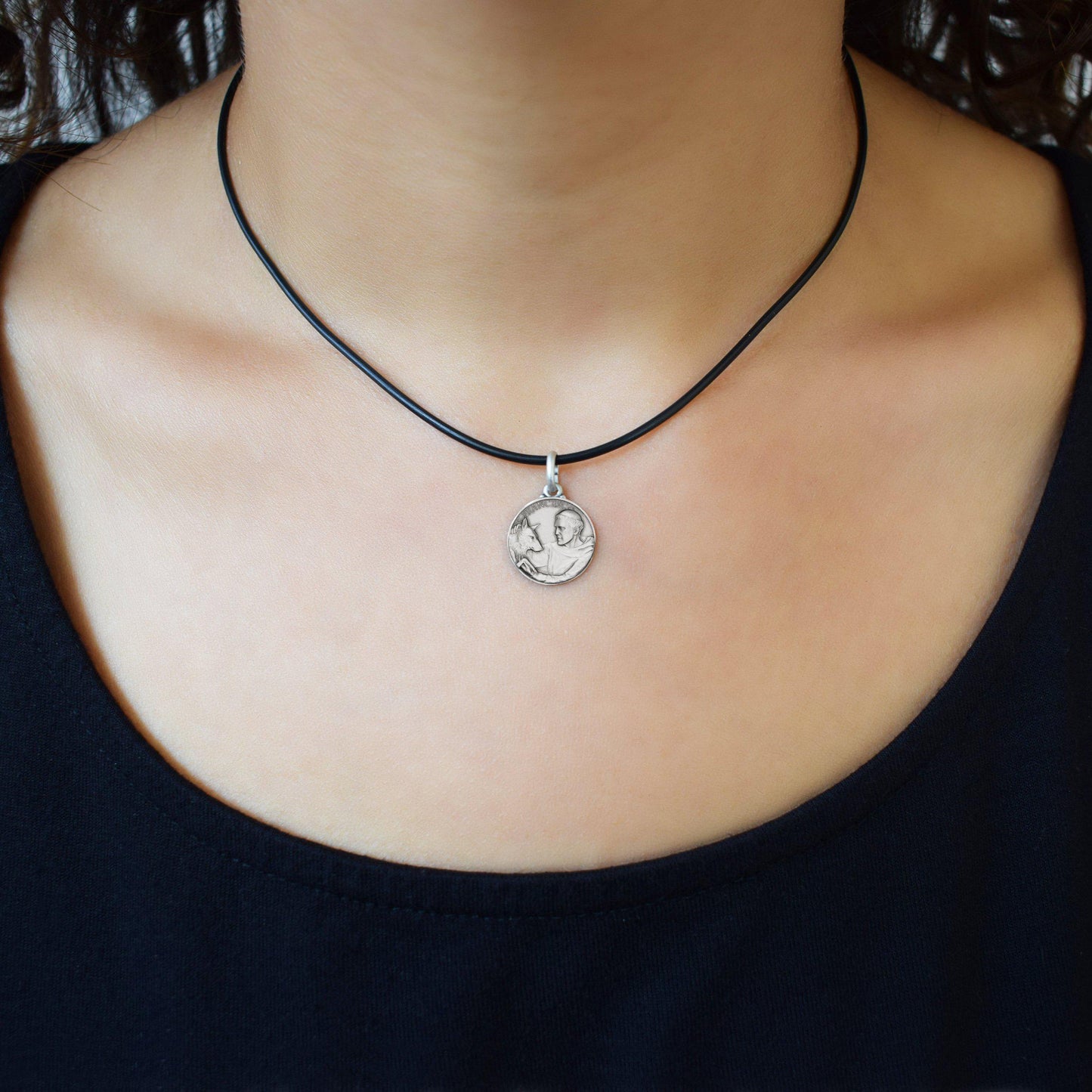 Saint Francis & the Wolf Sterling Silver Medal Pendant – Italian Catholic Jewelry