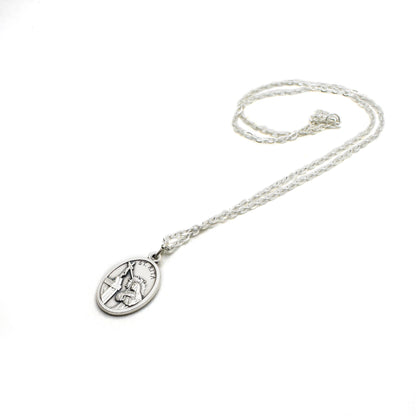 🌹 St. Rita of Cascia Medal Necklace – Patron Saint Jewelry – Personalized Italian Silver-Plated Necklace