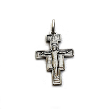 Sterling Silver San Damiano Cross Pendant | Italian Saint Damian Crucifix Necklace | Handmade Religious Jewelry