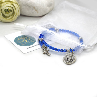 Saint Crystal Rosary Wrap Bracelet – Choose Your Saint | Beaded Christian Jewelry Gift for Her