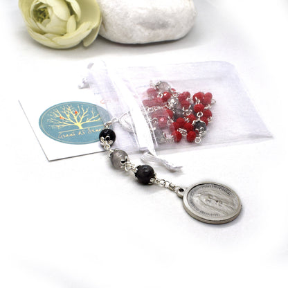 Holy Face of Jesus Chaplet | Crystal & Gemstone Unbreakable Rosary | Handmade in Italy | Confirmation & Faith Gift