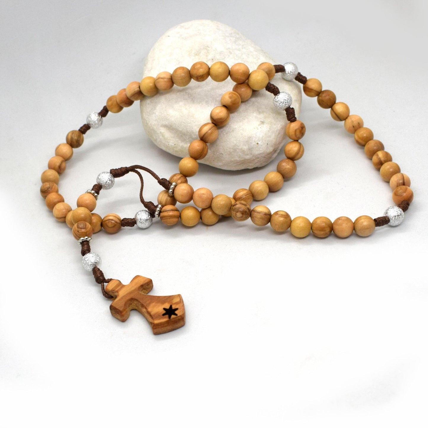 Carmelite wooden Rosary, Brigittine Crown Chaplet, Six Decade Rosary with olive wood from Holy Land