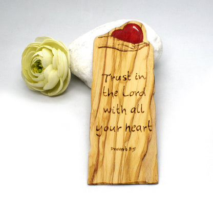Bible Quote Bookmark – "Trust in the Lord" Olivewood Handmade Christian Gift for Book Lovers