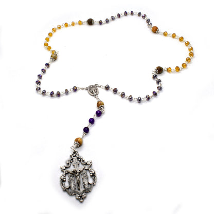 Miraculous Medal Rosary – Handmade Italian Gemstone & Crystal Catholic Rosary | First Communion & Confirmation Gift