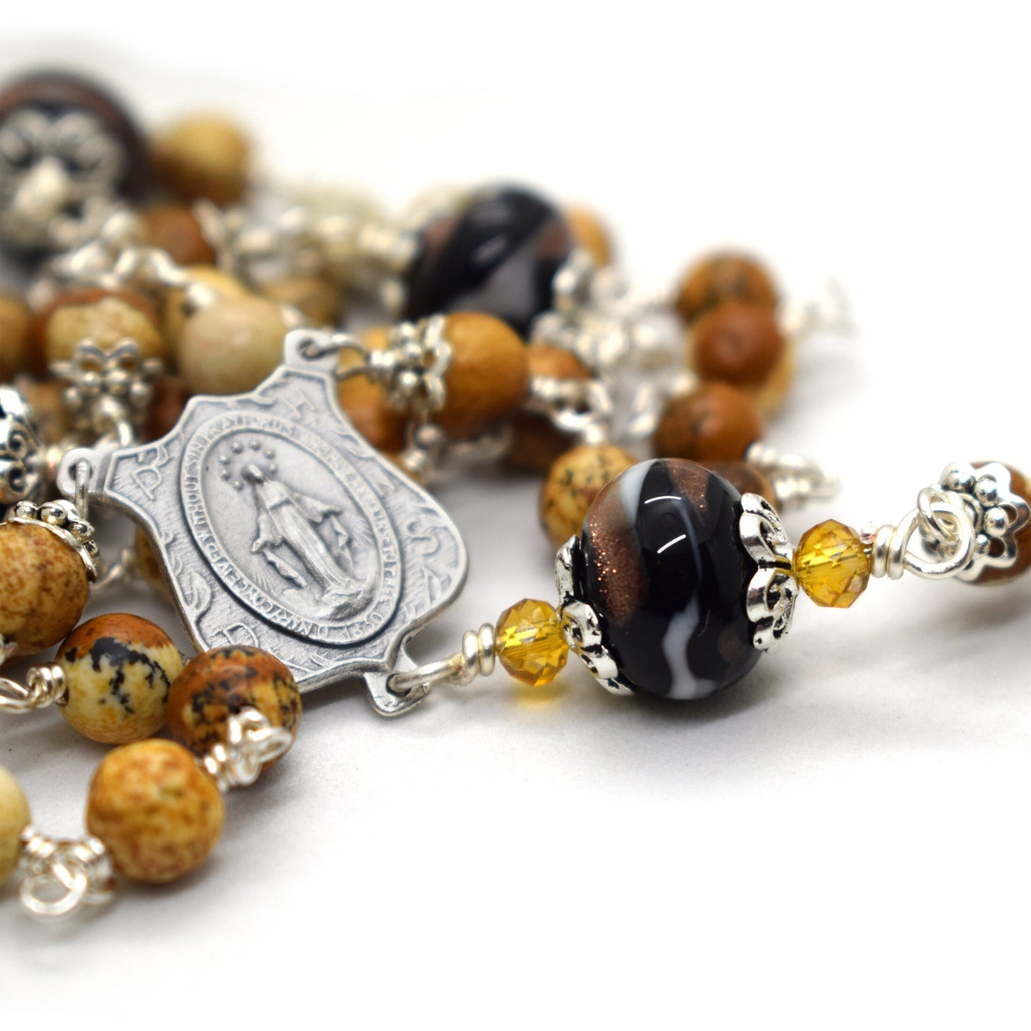 St. Francis Canticle of the Creatures Rosary – Unbreakable Italian Gemstone & Murano Glass Beads | Catholic Christmas Gift