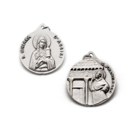 St. Francis & St. Clare Double-Sided Medal – Handmade Italian Religious Pendant