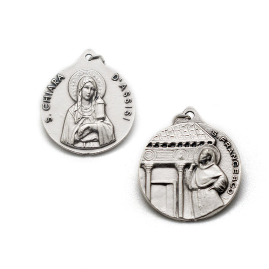 St. Francis & St. Clare Double-Sided Medal – Handmade Italian Religious Pendant