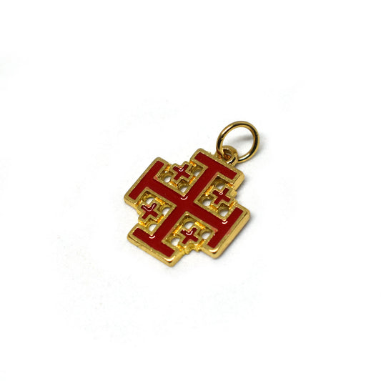 Jerusalem Gold Enameled Cross Pendant – Holy Land Christian Jewelry