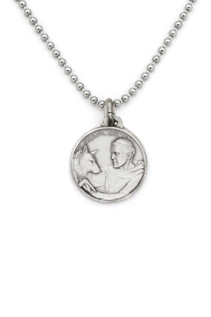 Saint Francis & the Wolf Sterling Silver Medal Pendant – Italian Catholic Jewelry