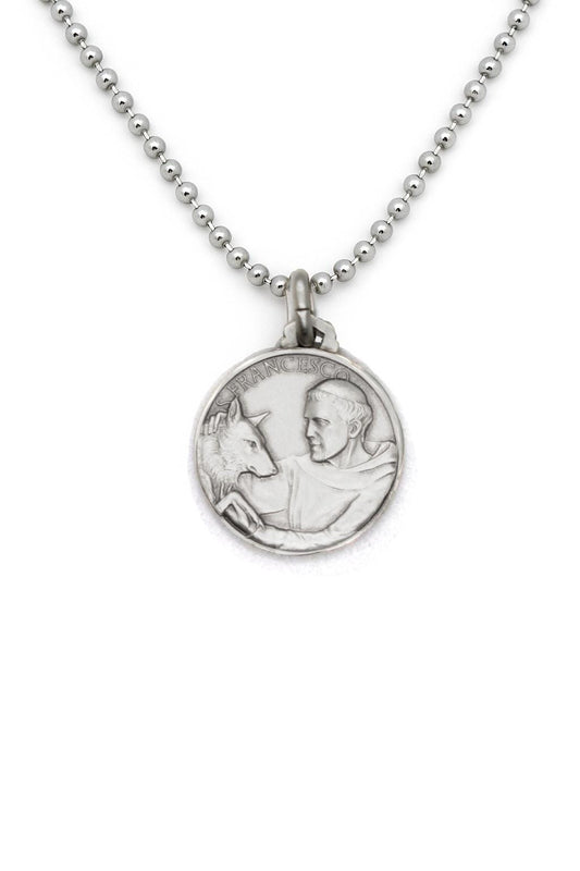 Saint Francis & the Wolf Sterling Silver Medal Pendant – Italian Catholic Jewelry