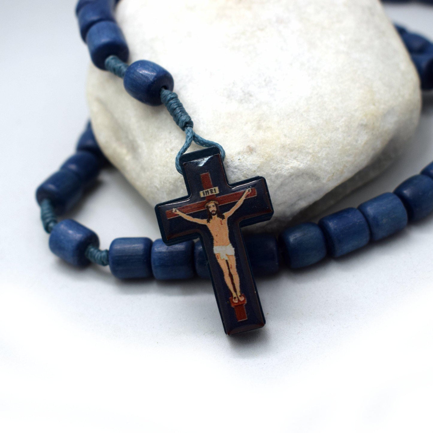 Saint Carlo Acutis Wooden Rosary – Handcrafted Blue Beads, Catholic Gift, Confirmation & First Communion