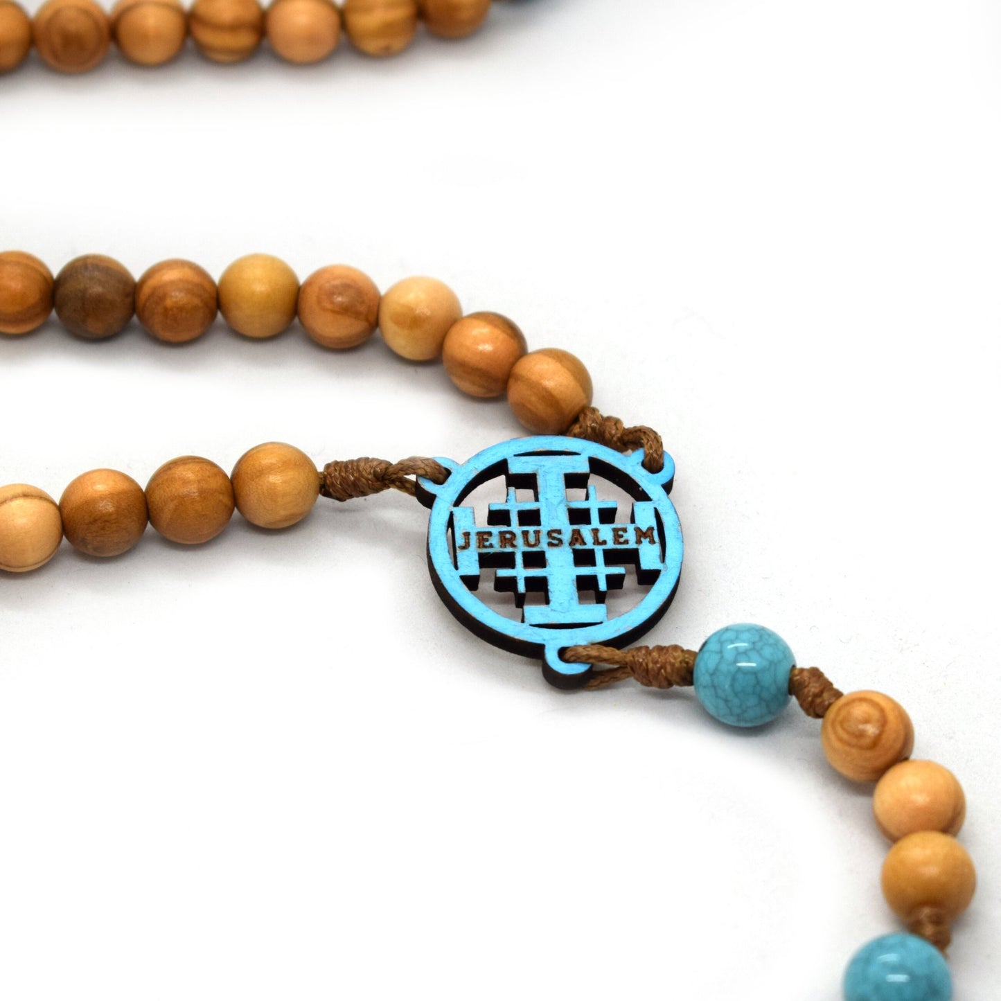 Holy Land Olive Wood Rosary – Handmade Jerusalem Cross | Catholic Gift from Italy