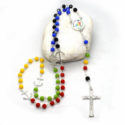 Pilgrims’ Jubilee Rosary with Official Logo – Handmade Crystal Beads Rosary