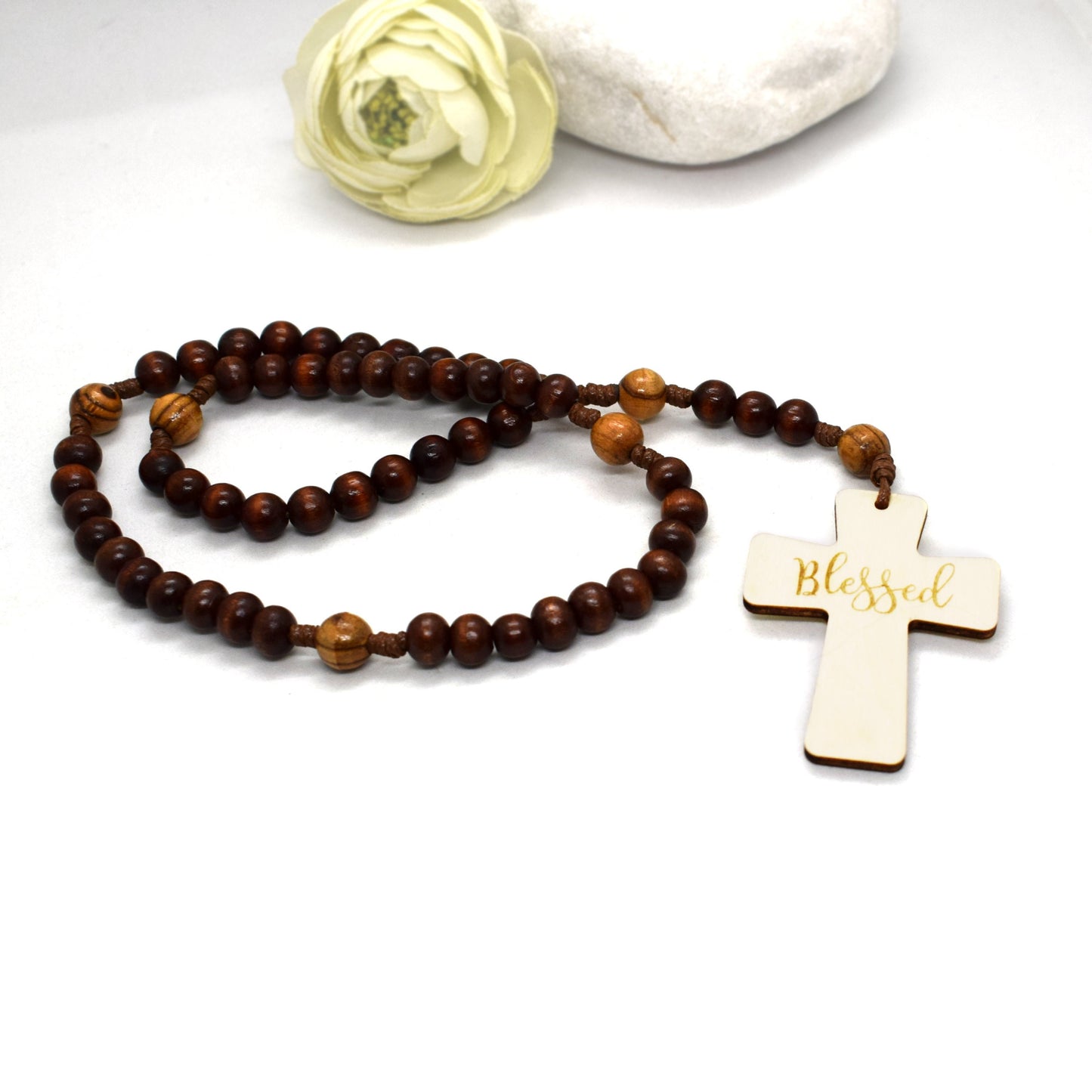 Personalized Wooden Car Rosary – Custom Name Rosary | Handmade Catholic Gift