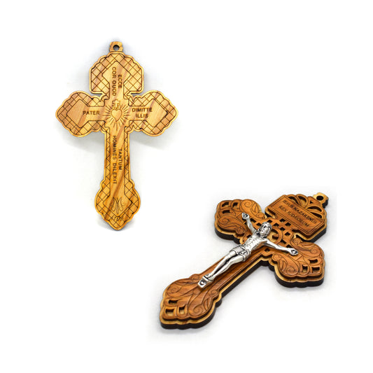 Large Pardon Crucifix | Olive Wood Indulgence Cross | Handmade Italian Catholic Crucifix