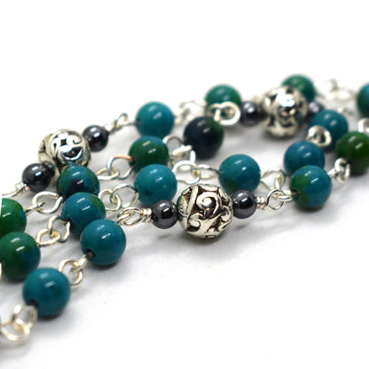 Crown of Thorns Gemstone Rosary | Blue Chrysocolla Catholic Rosary Handmade in Italy