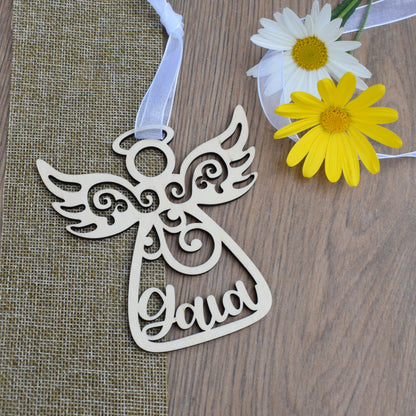 Personalized Angel Ornament – Custom Name Laser-Cut Birchwood Keepsake | Baptism, First Communion, Birthday & Memorial Gift 🎁