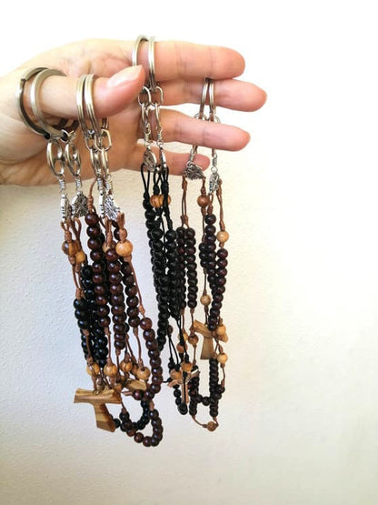 Belt Habit Rosary – Holy Land Olive Wood, Franciscan Crown, 5/7 Decades with St. Francis Tau Cross | Handmade Catholic Gift